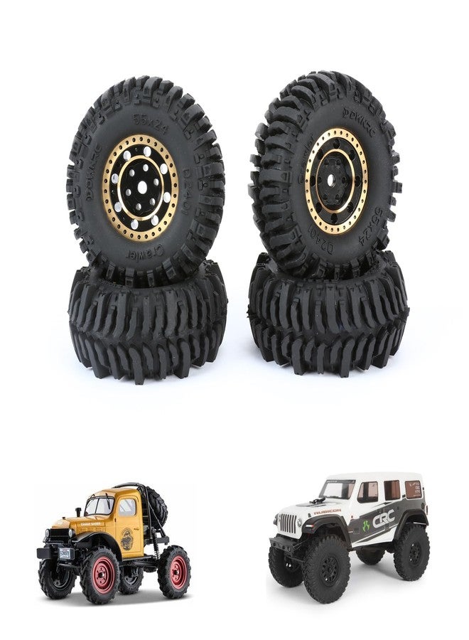 RCAWD 1.0 Glue Free Brass Weighted Wheels Tires for FMS FCX24 & SCX24 Upgrades, 53g*4pcs, 52 * 22mm, Hex 7mm Parts for Bronco C10 Deadbolt Wrangler JLU CRC JT Gladiator - Image 1